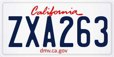 CA license plate ZXA263