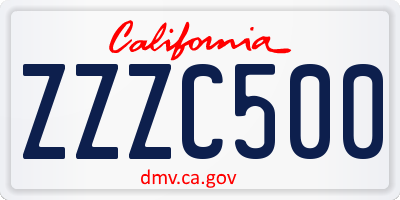 CA license plate ZZZC500