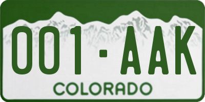 CO license plate 001AAK