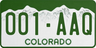 CO license plate 001AAQ