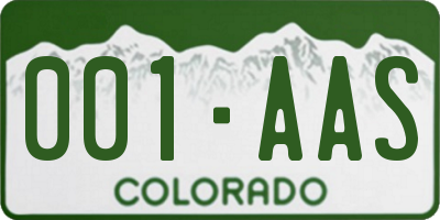 CO license plate 001AAS