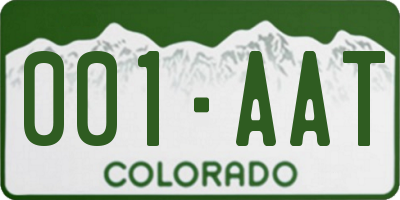 CO license plate 001AAT