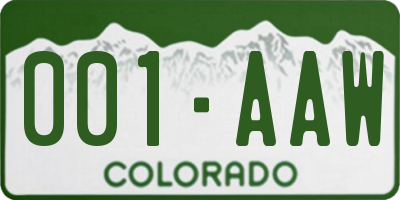 CO license plate 001AAW