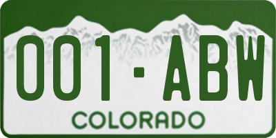CO license plate 001ABW