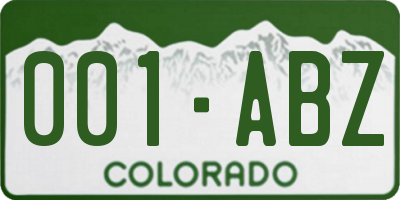 CO license plate 001ABZ