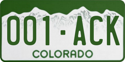 CO license plate 001ACK