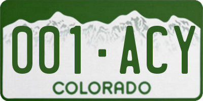 CO license plate 001ACY