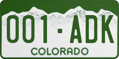 CO license plate 001ADK