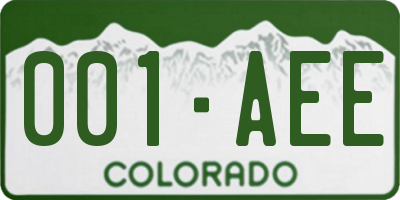 CO license plate 001AEE
