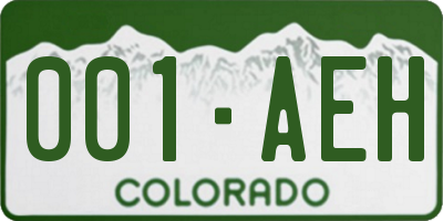 CO license plate 001AEH