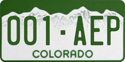 CO license plate 001AEP