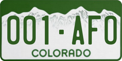 CO license plate 001AFO