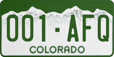 CO license plate 001AFQ