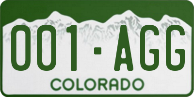 CO license plate 001AGG