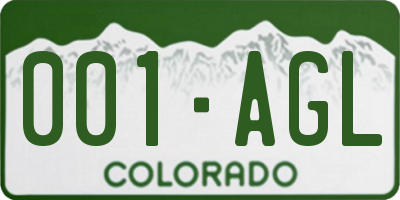 CO license plate 001AGL