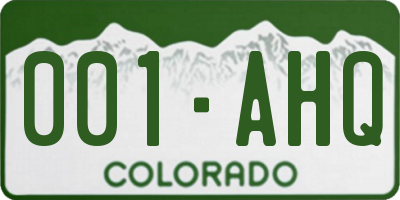 CO license plate 001AHQ