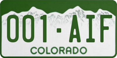 CO license plate 001AIF