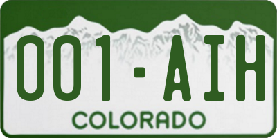 CO license plate 001AIH