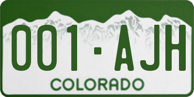 CO license plate 001AJH