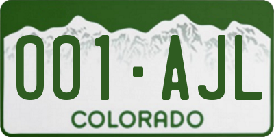 CO license plate 001AJL
