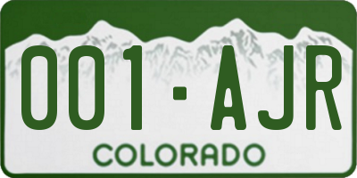 CO license plate 001AJR