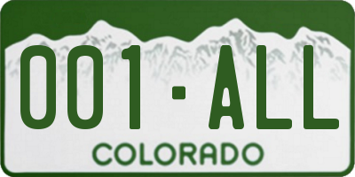 CO license plate 001ALL