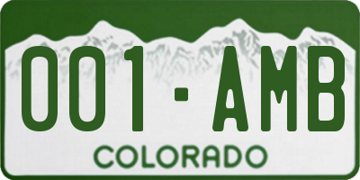 CO license plate 001AMB