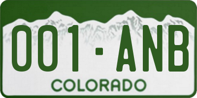 CO license plate 001ANB