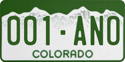 CO license plate 001ANO