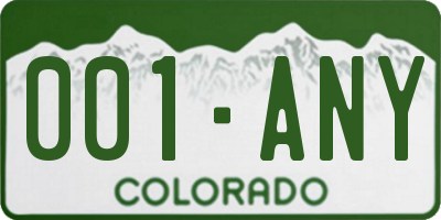 CO license plate 001ANY