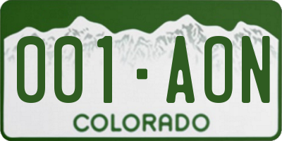 CO license plate 001AON