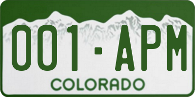 CO license plate 001APM