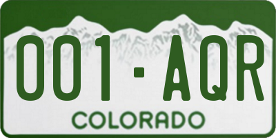 CO license plate 001AQR