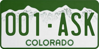 CO license plate 001ASK