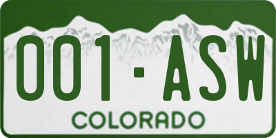 CO license plate 001ASW