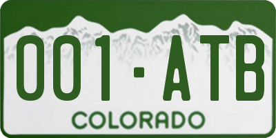 CO license plate 001ATB