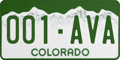 CO license plate 001AVA