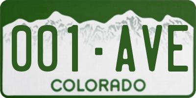 CO license plate 001AVE