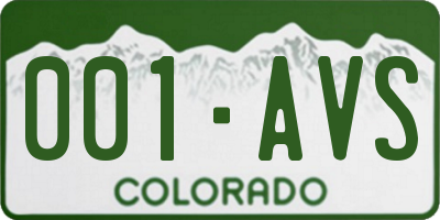 CO license plate 001AVS