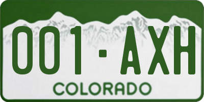 CO license plate 001AXH