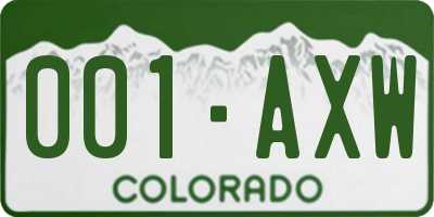 CO license plate 001AXW