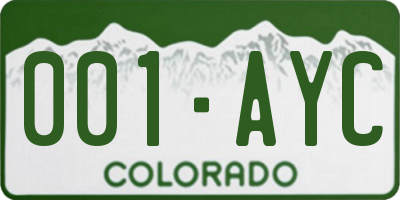 CO license plate 001AYC