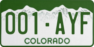 CO license plate 001AYF