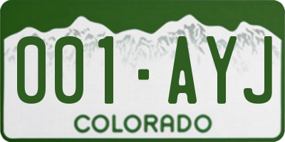 CO license plate 001AYJ