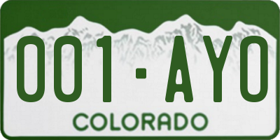 CO license plate 001AYO