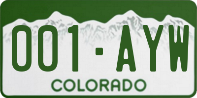 CO license plate 001AYW