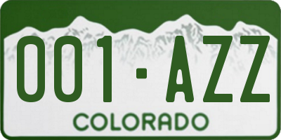 CO license plate 001AZZ