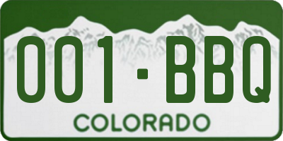 CO license plate 001BBQ