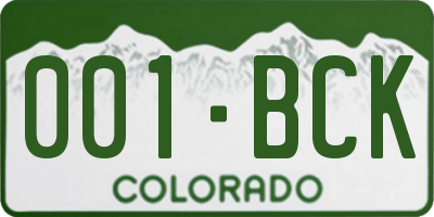 CO license plate 001BCK