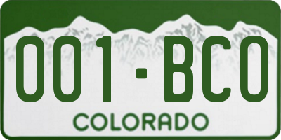 CO license plate 001BCO